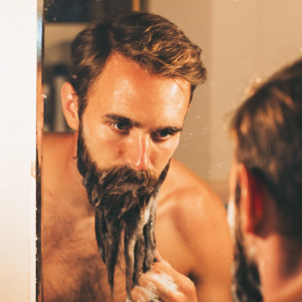 Beard Wash Set for Men, Shampoo & Conditioner Duo with Green Tea & Essential Oils, Hydrates, Softens & Strengthens Beard Hair (Made in USA) Sandalwood