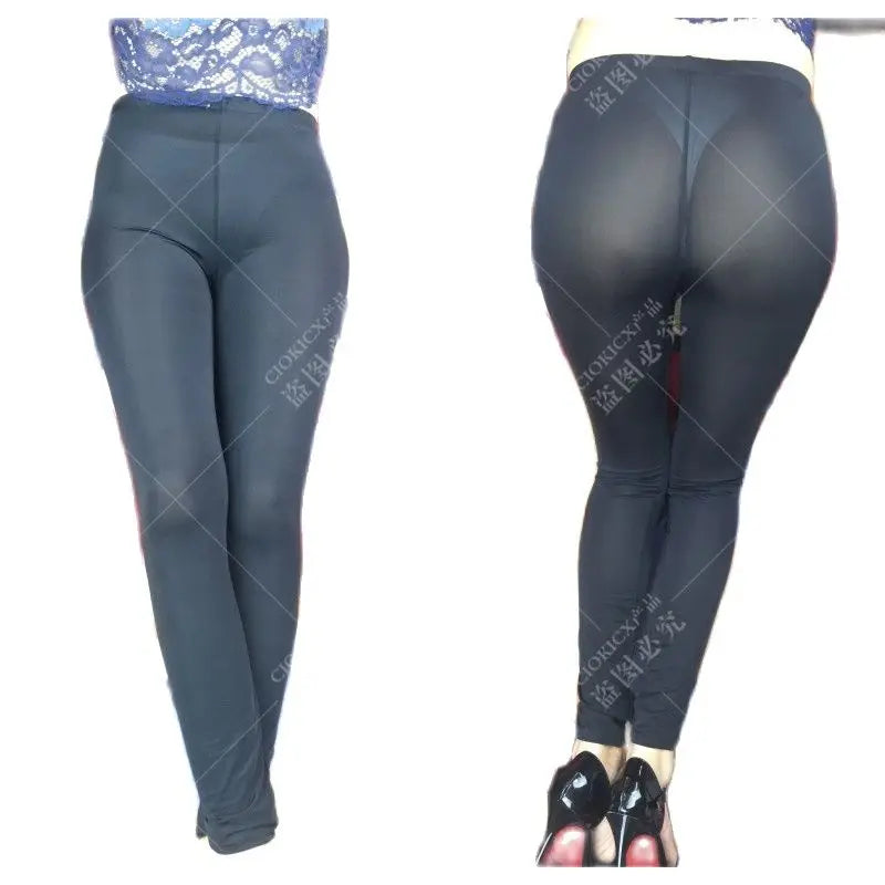 Fad Sex Appeal High Waist Leggings Booty Lifting Thin Transparent Legging Role Play Dance Clubwear Erotic Trousers Pencil Pants