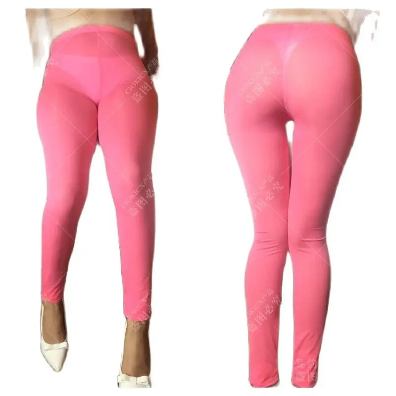 Fad Sex Appeal High Waist Leggings Booty Lifting Thin Transparent Legging Role Play Dance Clubwear Erotic Trousers Pencil Pants