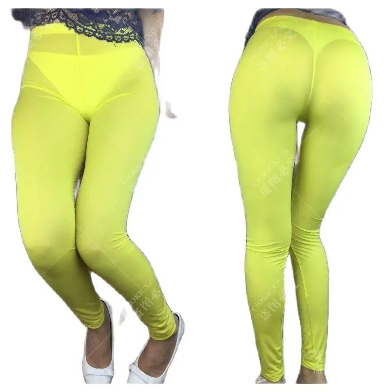Fad Sex Appeal High Waist Leggings Booty Lifting Thin Transparent Legging Role Play Dance Clubwear Erotic Trousers Pencil Pants