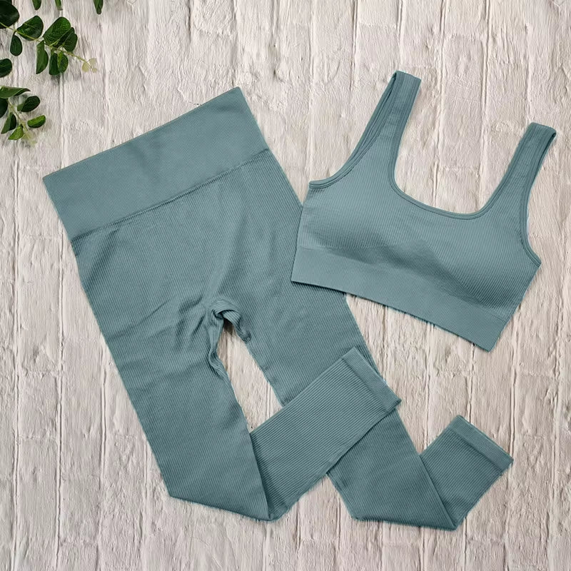 Seamless Ribbed Leggings for Fitness Women Sport Legging Push up Workout Striped Leggins Ladies High Waist Sexy Gym Legins Woman