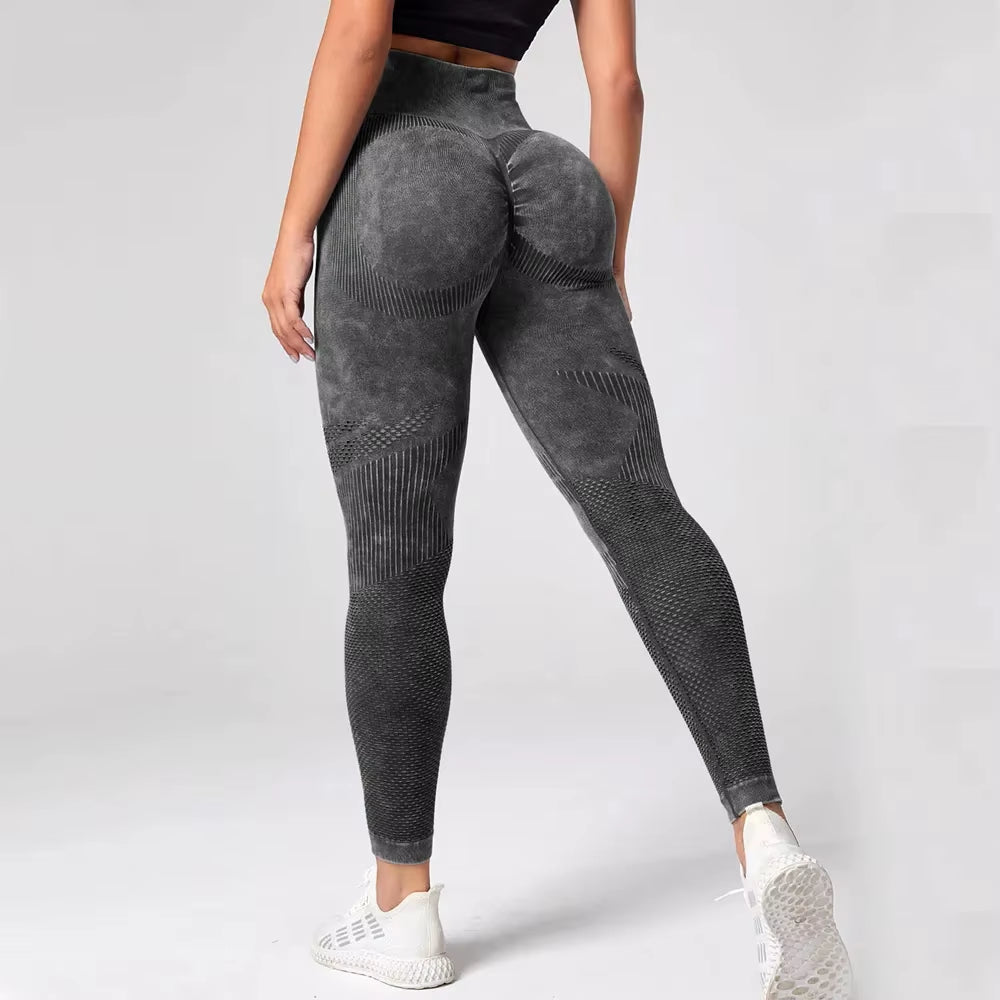 2023 Women Leggings Washing Yoga Pants Bubble Butt Push up Fitness Legging High Waist Scrunch Tight Mujer Gym Seamless Legging